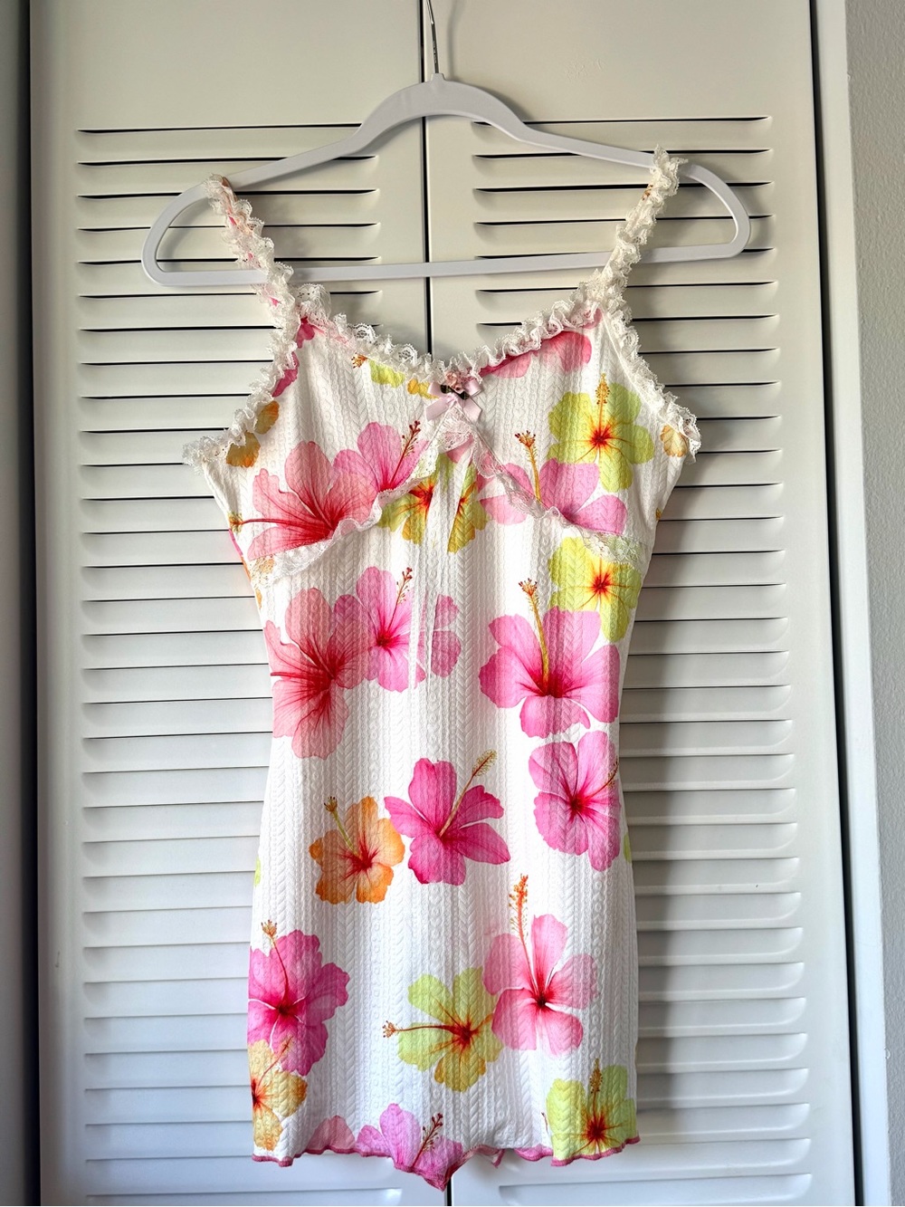 Floral Mini Romper in White & Pink
